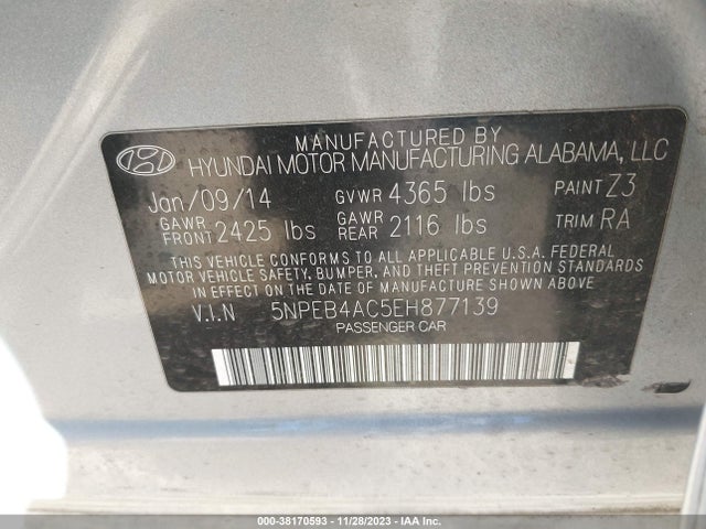 Hyundai SONATA GLS 2014 5NPEB4AC5EH877139 Image 9