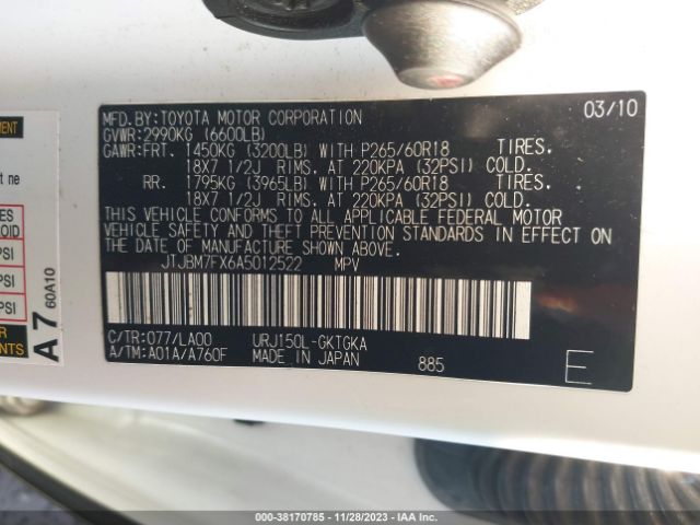 2010 LEXUS GX 460 JTJBM7FX6A5012522 Photo 8