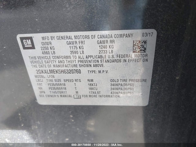 GMC Terrain Sle-1 2017 2GKALMEK5H6320760 Image 9