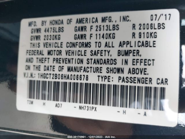 1HGCT2B06HA006678 Honda Accord Touring V6