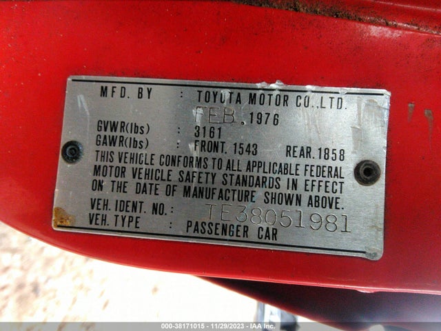 1976 TOYOTA COROLLA VIN: TE38051981