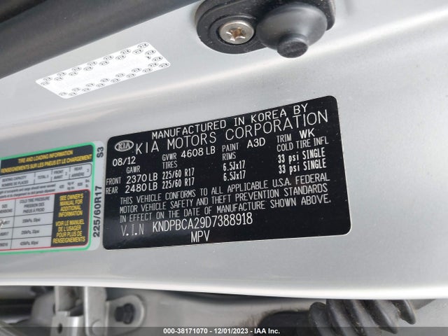 2013 KIA SPORTAGE LX VIN: KNDPBCA29D7388918