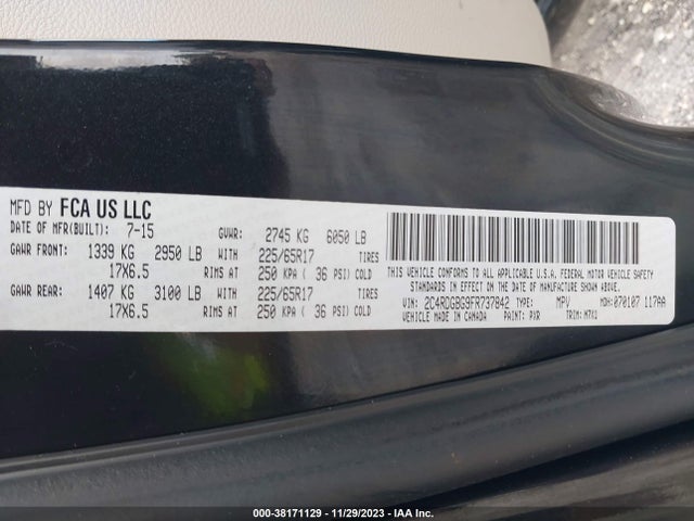 Dodge Grand Caravan Avp/se 2015 2C4RDGBG9FR737842 Image 9