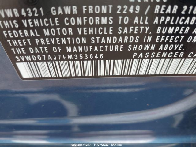 3VWD07AJ7FM353646 Volkswagen Jetta 1.8t Se