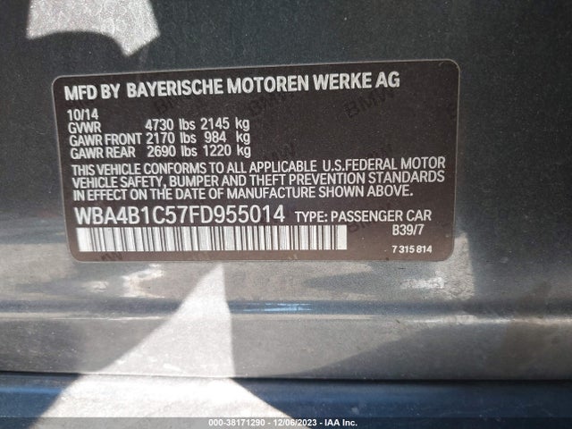 BMW 435i Gran Coupe 2015 WBA4B1C57FD955014 Image 9