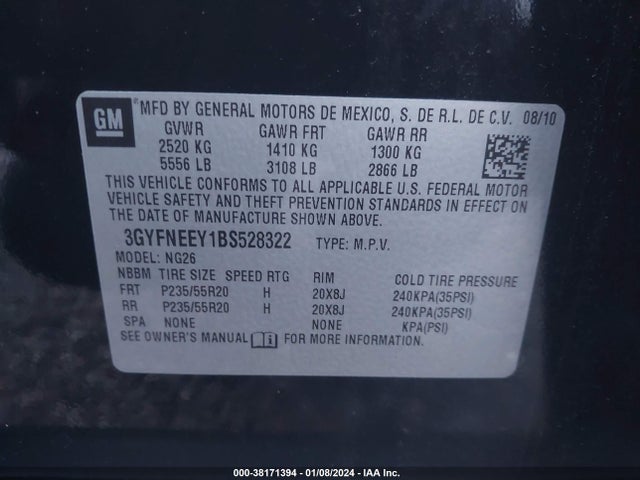 2011 CADILLAC SRX 3GYFNEEY1BS528322 Photo 8