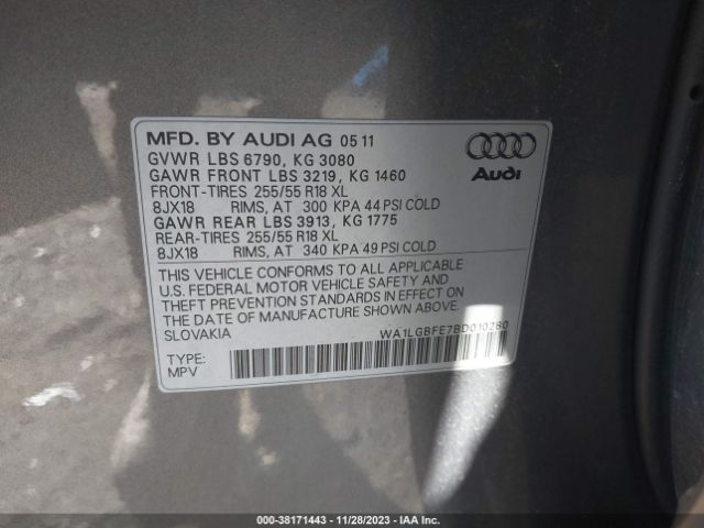 2011 AUDI Q7 WA1LGBFE7BD010280 Photo 8