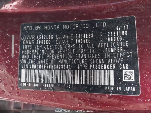 JHMCR6F56HC028581 Honda Accord Hybrid Ex-l