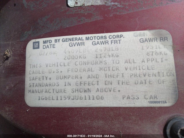 1988 CADILLAC ELDORADO 1G6EL1159JU611106 Photo 8