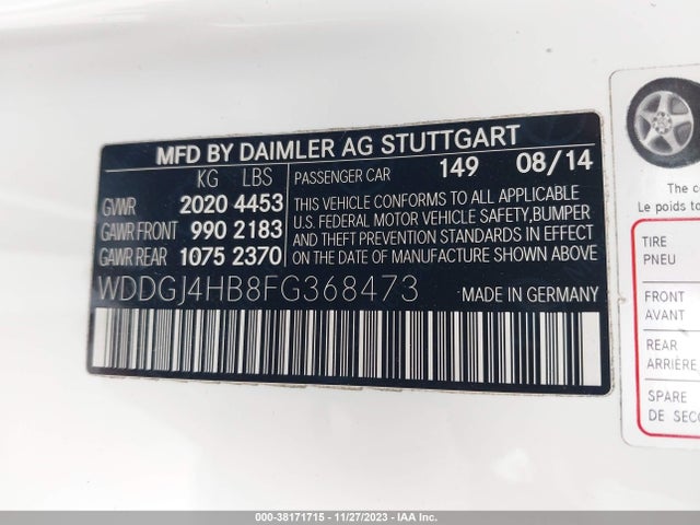 2015 MERCEDES-BENZ C 250 VIN: WDDGJ4HB8FG368473