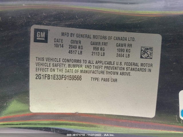 Chevrolet Camaro 2ls 2015 2G1FB1E33F9159566 Image 9