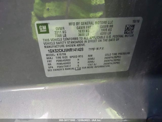 1GKS2CKJ9HR141428 GMC YUKON DENALI