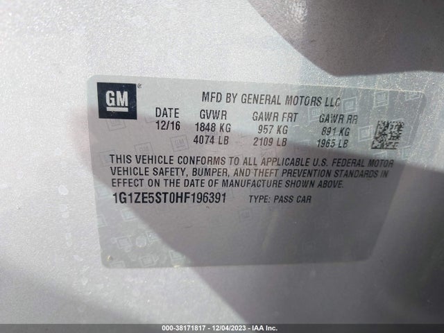 Chevrolet MALIBU 1LT 2017 1G1ZE5ST0HF196391 Image 9