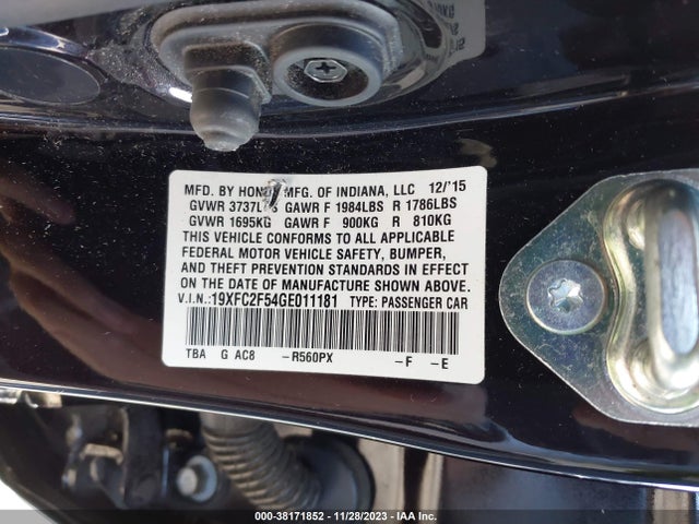 Honda Civic Lx 2016 19XFC2F54GE011181 Image 9