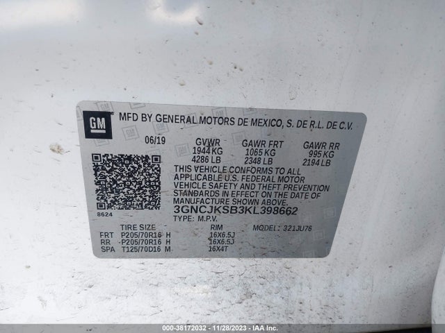 Chevrolet TRAX LS 2019 3GNCJKSB3KL398662 Image 9