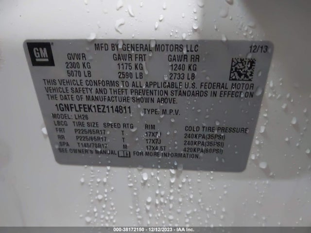 Chevrolet EQUINOX 1LT 2014 1GNFLFEK1EZ114811 Image 9