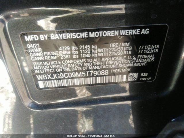 BMW X1 Xdrive28i 2021 WBXJG9C09M5T79088 Image 9