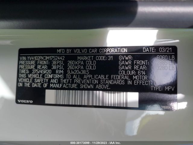 2021 VOLVO XC90 YV4102PK3M1752442 Photo 8
