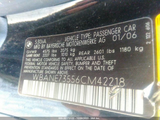 2006 BMW 5 SERIES WBANE73556CM42218 Photo 8
