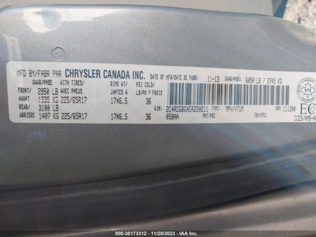 2C4RDGBGXER220211 Dodge Grand Caravan Se/sxt
