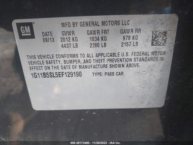 Chevrolet Malibu 1ls 2014 1G11B5SL5EF129190 Image 9