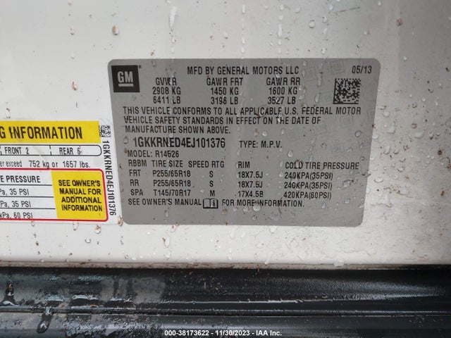 GMC Acadia Sle-1 2014 1GKKRNED4EJ101376 Image 9