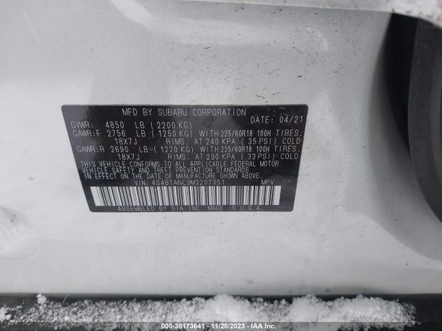 2021 SUBARU OUTBACK LIMITED VIN: 4S4BTANC9M3207351