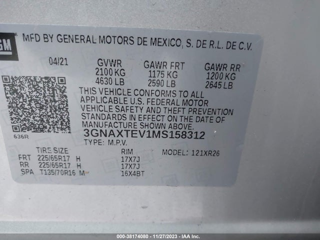 Chevrolet Equinox Awd 2fl 2021 3GNAXTEV1MS158312 Image 9