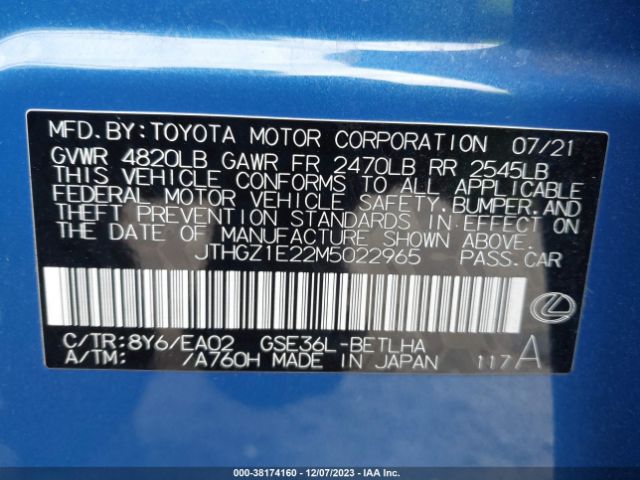 2021 LEXUS IS JTHGZ1E22M5022965 Photo 8