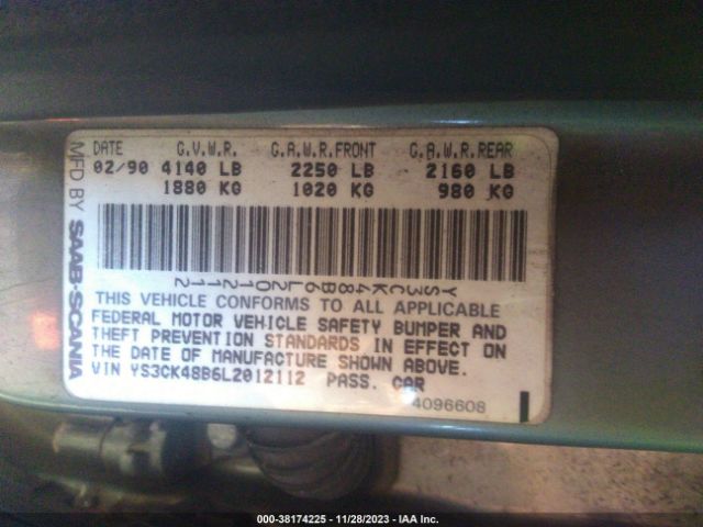 1990 SAAB 9000 YS3CK48B6L2012112 Photo 8