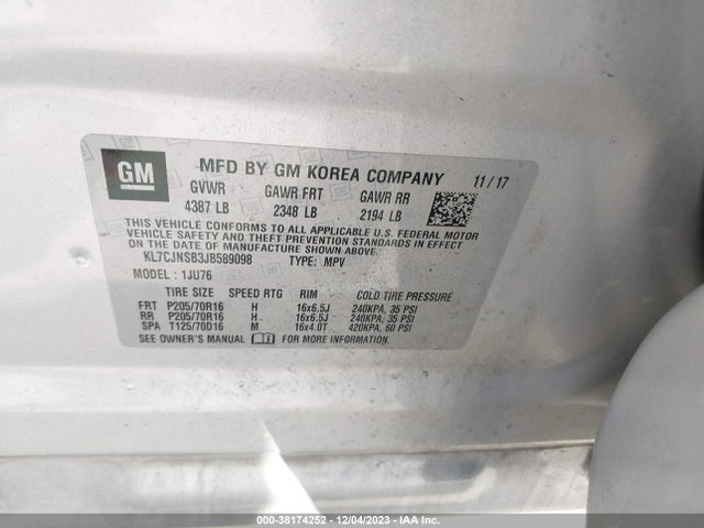 Chevrolet TRAX LS 2018 KL7CJNSB3JB589098 Image 9