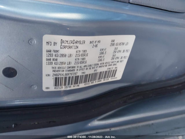 2006 CHRYSLER TOWN & COUNTRY LIMITED VIN: 2A8GP64L86R797297