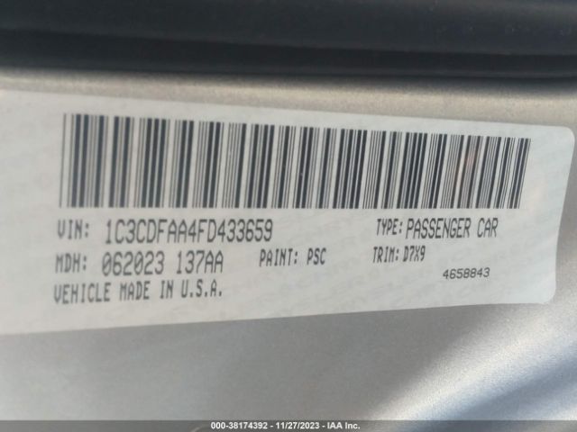 1C3CDFAA4FD433659 Dodge DART SE