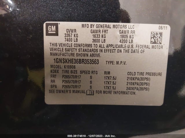 2011 CHEVROLET SUBURBAN 1GNSKHE36BR353563 Photo 8