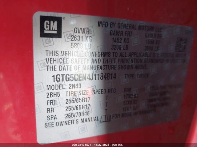 1GTG5CEN4J1184814 GMC CANYON SLE