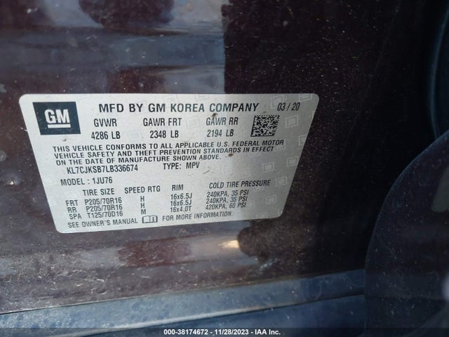 Chevrolet Trax Fwd Ls 2020 KL7CJKSB7LB336674 Image 9