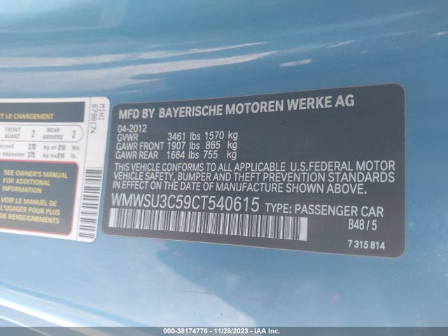2012 MINI COOPER WMWSU3C59CT540615 Photo 8
