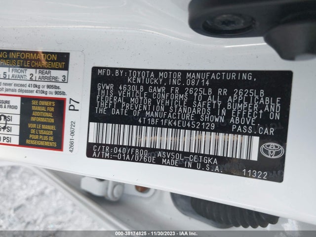 Toyota CAMRY XLE 2014 4T1BF1FK4EU452129 Image 9
