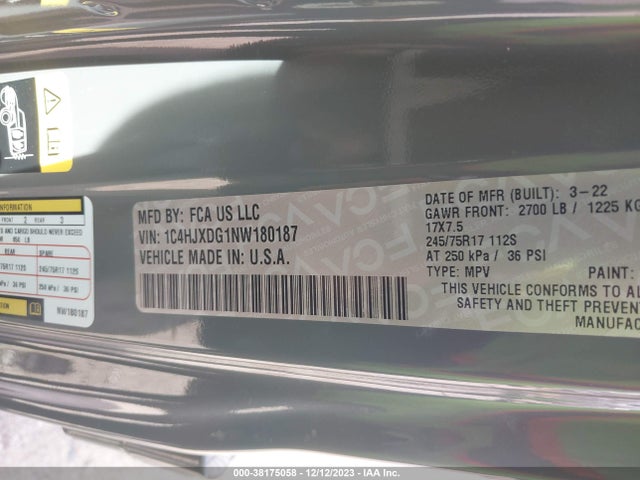 1C4HJXDG1NW180187 Jeep Wrangler