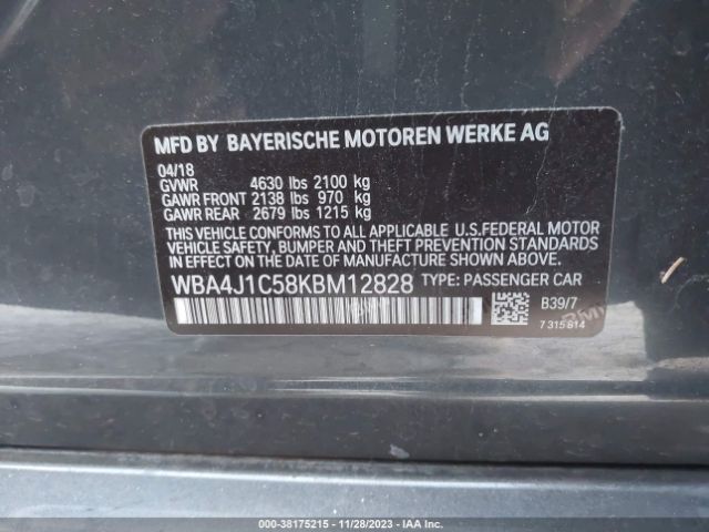 WBA4J1C58KBM12828 BMW 430i Gran Coupe