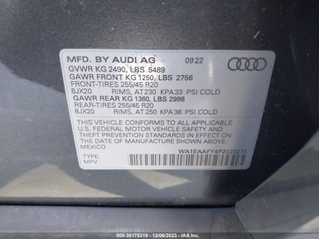 2023 AUDI Q5 WA1EAAFY4P2023215 Photo 8