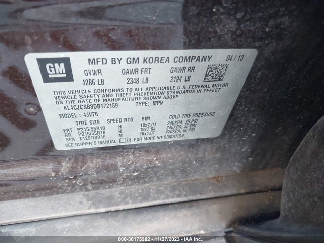 2013 BUICK ENCORE LEATHER VIN: KL4CJCSB8DB172159