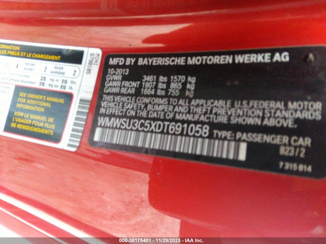 2013 MINI HARDTOP WMWSU3C5XDT691058 Photo 8