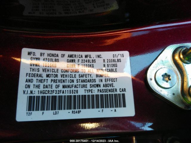 1HGCR2F32FA115526 Honda ACCORD LX