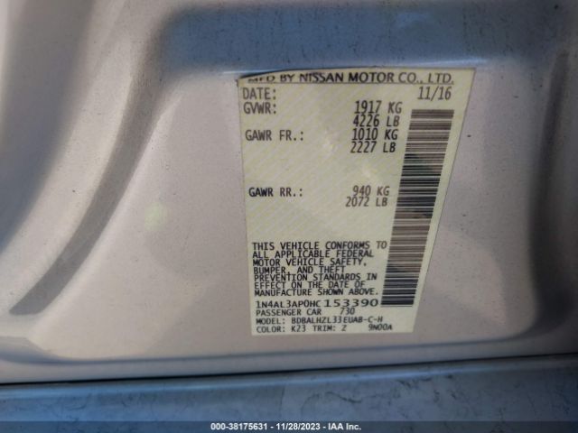 1N4AL3AP0HC153390 Nissan Altima 2.5 Sr