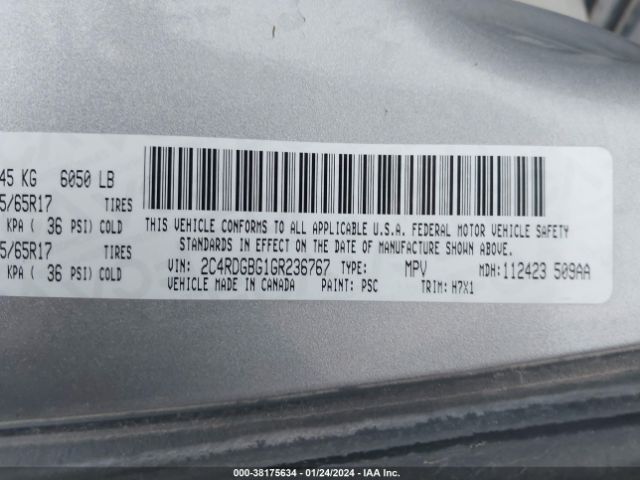 2C4RDGBG1GR236767 Dodge Grand Caravan American Value Pkg