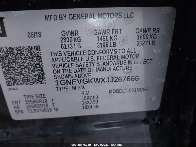 Chevrolet Traverse 1lt 2018 1GNEVGKWXJJ267666 Image 9