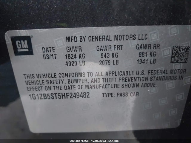 Chevrolet MALIBU LS 2017 1G1ZB5ST5HF249482 Image 9