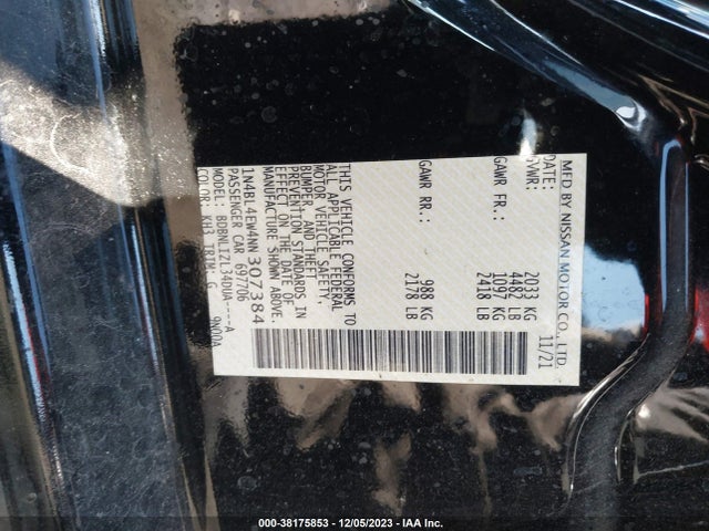 2022 NISSAN ALTIMA SL INTELLIGENT AWD VIN: 1N4BL4EW4NN307384