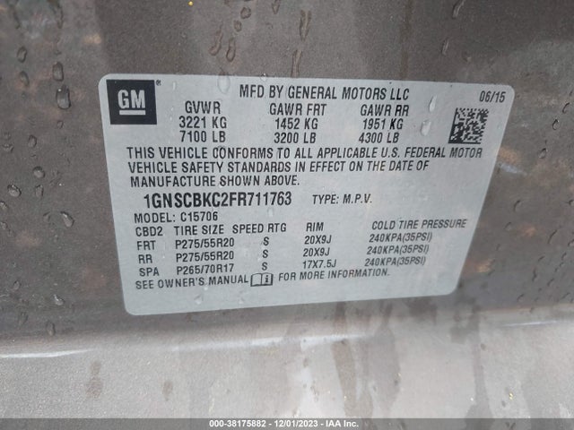 Chevrolet Tahoe Lt 2015 1GNSCBKC2FR711763 Image 9